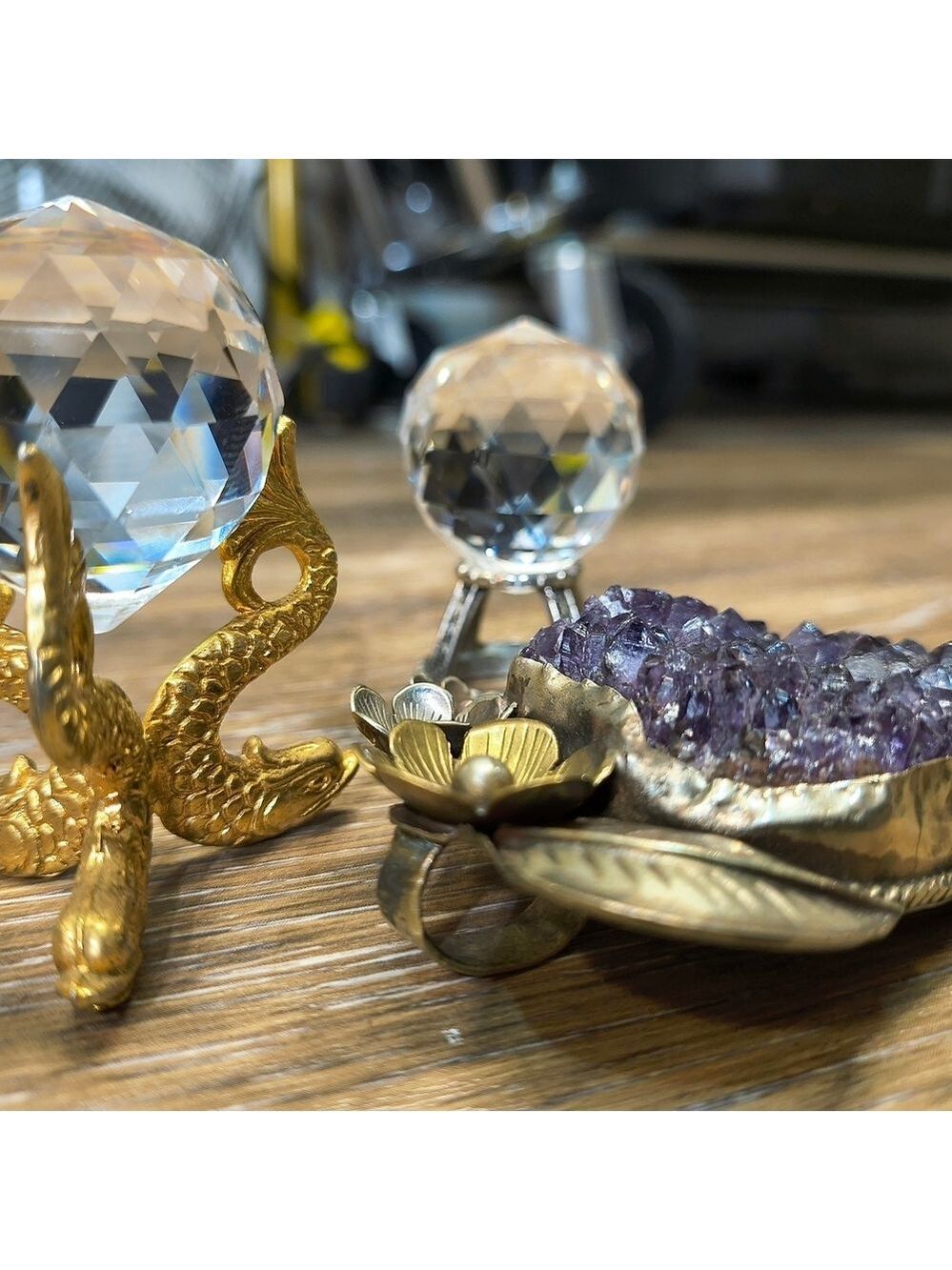 Swarovski Amethyst Crystal Silver Steel Fish Stand - Picture 5 of 5